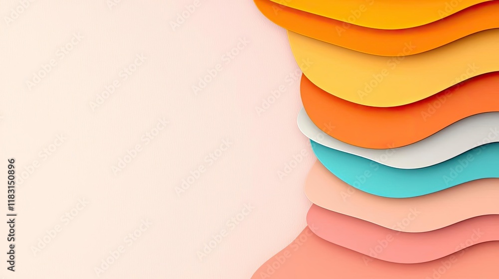Poster Layer abstract background concept. Colorful layered paper shapes creating a vibrant abstract background for design projects.