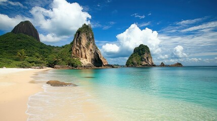Turquoise waters of Praia do Espelho with a tranquil sky above 