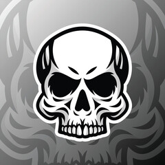 illustration of a skull head mascot for an esports logo