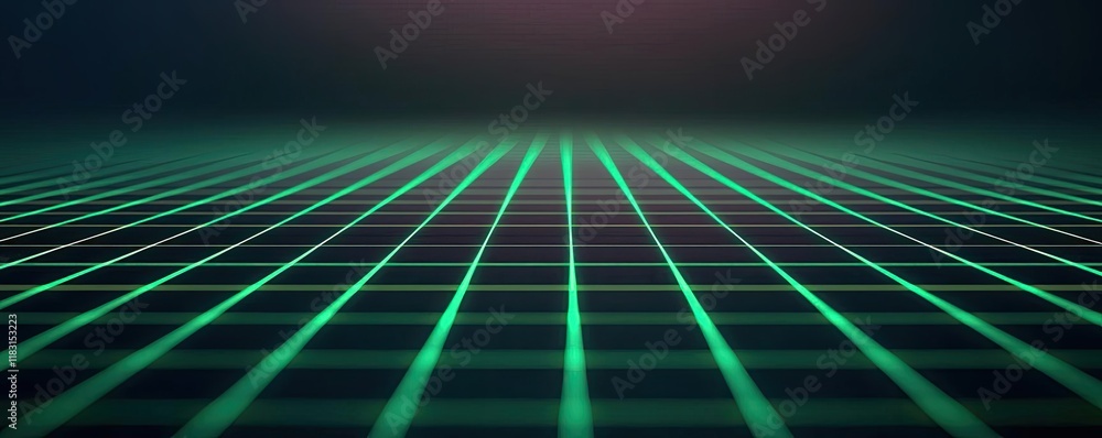Fototapete matrix abstract background idea. a futuristic grid design with glowing green lines on a dark backgro