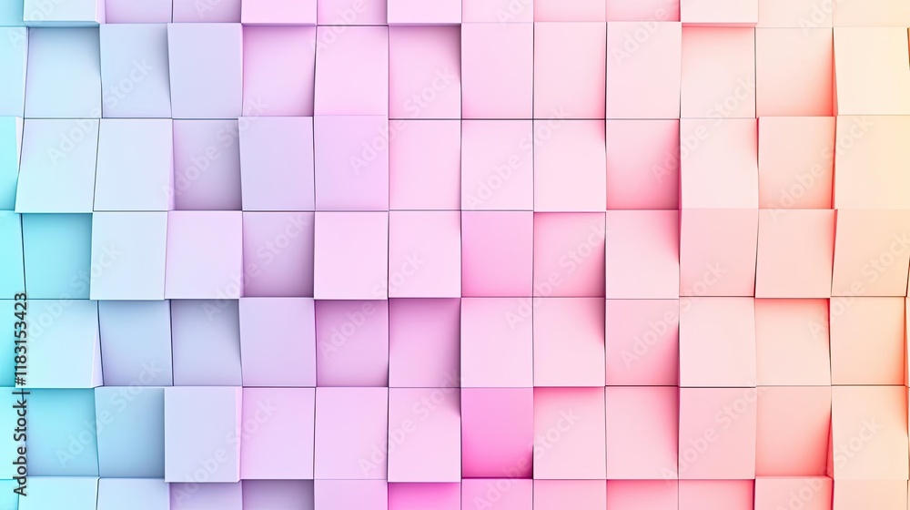 Aufkleber Matrix abstract background idea. A vibrant abstract background of colorful cubes in soft gradients, perfect for design.