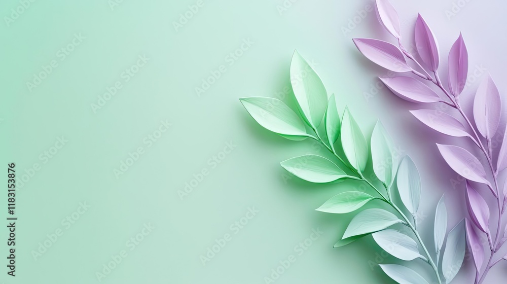 Poster watercolor abstract background concept. delicate pastel leaves creating a serene and calming backgro