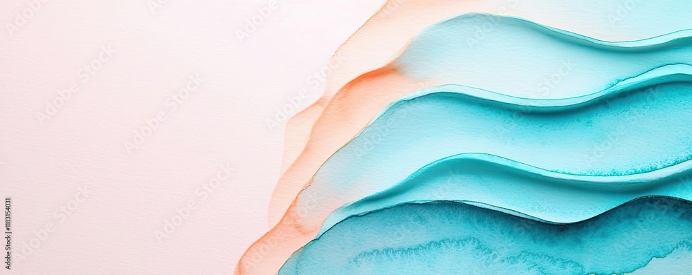 Poster watercolor abstract background concept. colorful abstract waves in soft hues create a soothing visua
