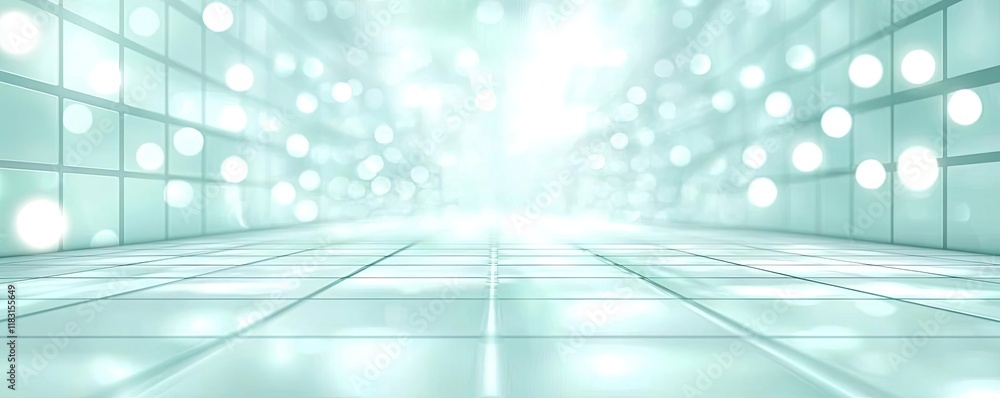 Poster Matrix abstract background idea. Abstract glowing background with bright lights and reflective tiles for creative projects.