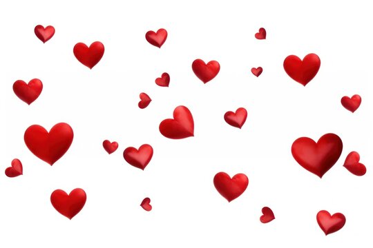Red hearts floating white background