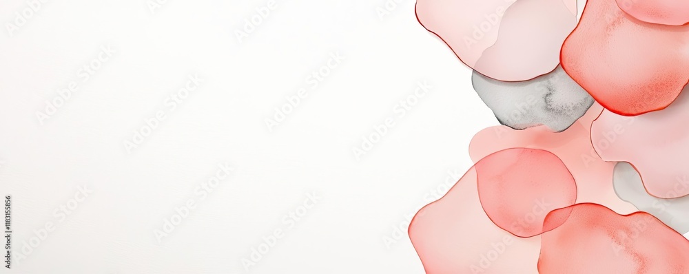 Poster Watercolor abstract background concept. Abstract watercolor shapes in soft shades of pink and gray create a gentle background.