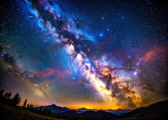 Naklejka premium Majestic Milky Way Galaxy: A Breathtaking Night Sky Panorama