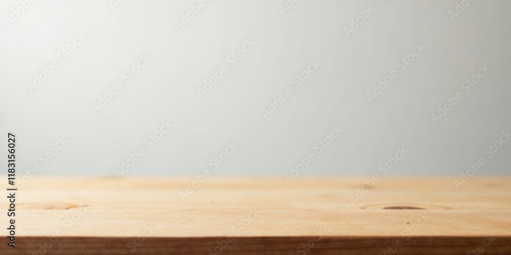 Poster light wooden tabletop against a neutral background for product display