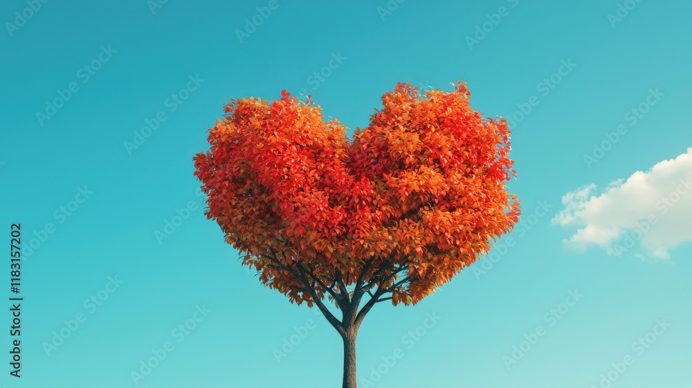 Poster a tree with a heart shape in the middle of it