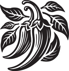 Spice Chili Pepper silhouette vector illustration isolated on a white background