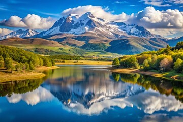 Obraz premium Majestic Morrone Mount & Duchessa Lake: Breathtaking Italian Landscape