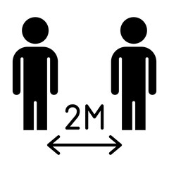 Social distancing icon in glyph style