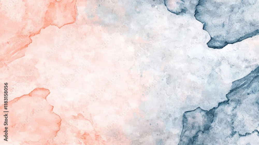 Poster watercolor abstract background concept. abstract watercolor patterns in soft shades of peach and blu