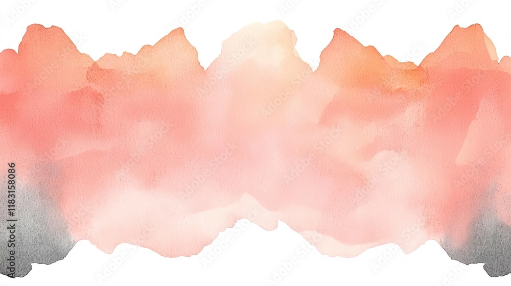 Poster watercolor abstract background concept. a soft watercolor gradient blending warm coral and gray tone