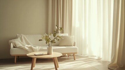 Serene Minimalist Living Room Sunlight