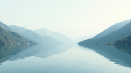 Fototapeta premium Serene Mountain Lake Reflection A Peaceful Water Scene
