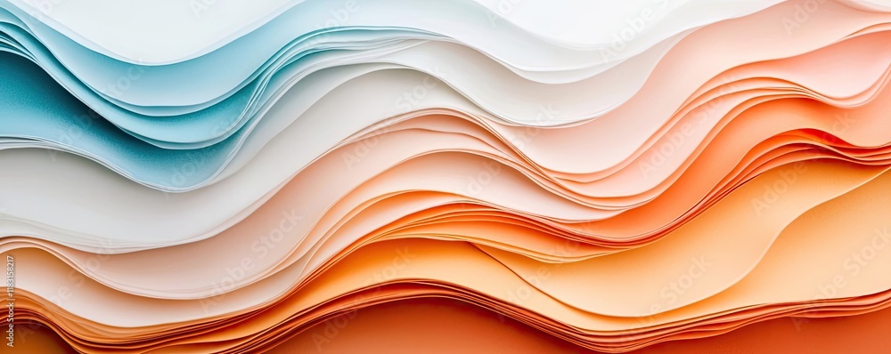 Aufkleber Layer abstract background concept. Colorful waves of paper create an artistic and vibrant background for creative projects.