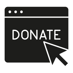 Online donation icon in glyph style
