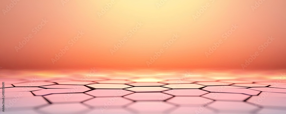 Poster Matrix abstract background idea. Abstract hexagonal pattern background with a warm gradient light effect.
