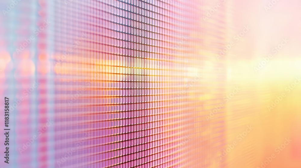 Aufkleber Matrix abstract background idea. Abstract digital grid pattern with vibrant light reflections and color gradients.