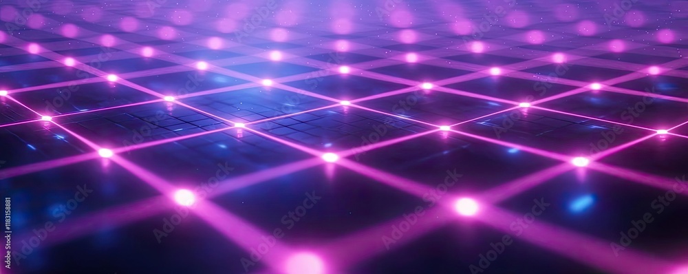 Aufkleber Matrix abstract background idea. Abstract digital grid with vibrant neon lights creating a futuristic atmosphere.