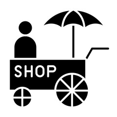 Food cart icon in glyph style