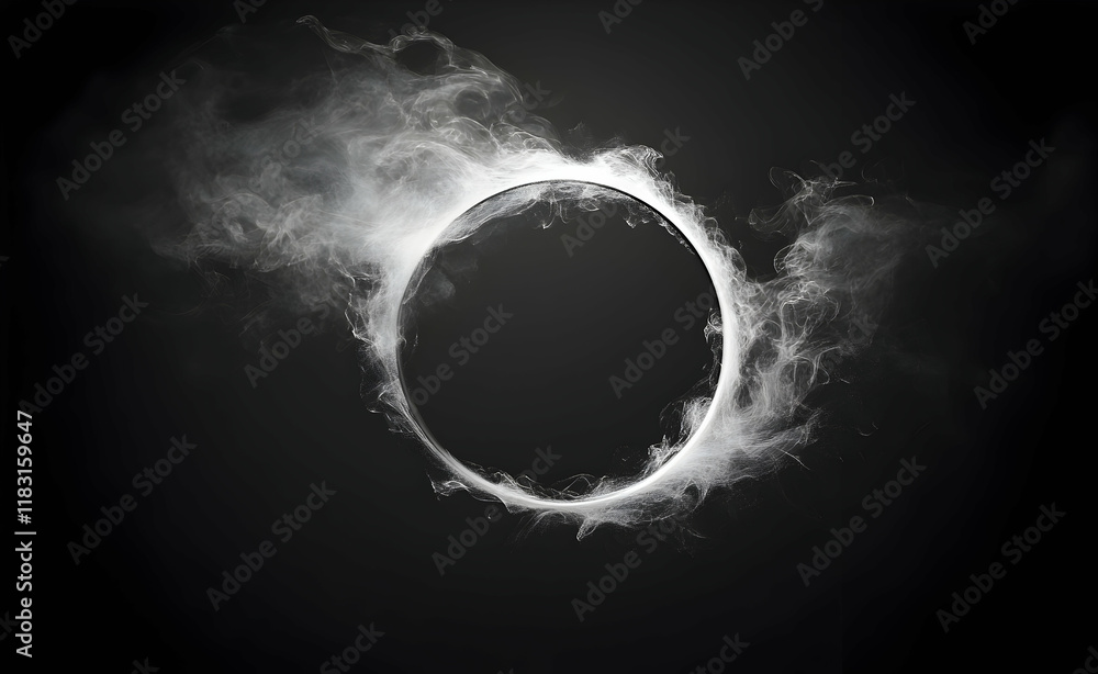Poster mysterious circle enveloped in ethereal smoke: a study in contrast and form