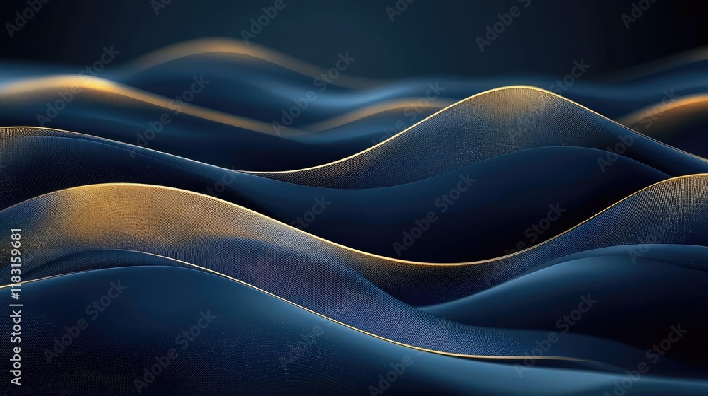 Poster Layer abstract background concept. Abstract waves of blue and gold create a serene and captivating visual experience.