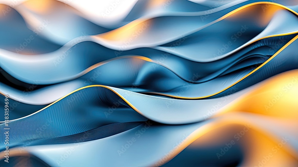 Poster Layer abstract background concept. Abstract smooth waves in blue and orange create a dynamic, modern visual effect.