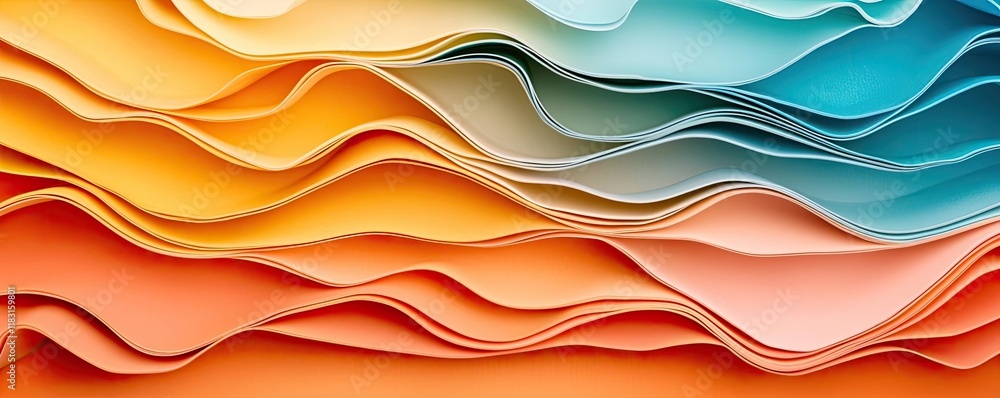 Poster Layer abstract background concept. Beautifully arranged colorful paper waves create a vibrant visual experience.