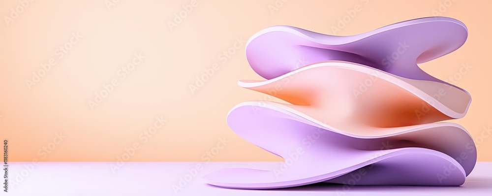 Poster Layer abstract background concept. Abstract composition of wavy layers in soft pastel colors on a clean backdrop.