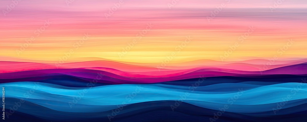 Aufkleber layer abstract background concept. a vibrant sunset with rich colors blending over gentle waves in t