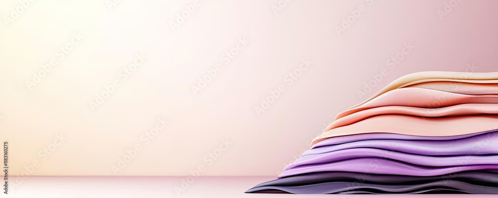 Poster Layer abstract background concept. Abstract layered textures in soft pastel colors creating an artistic wave effect.