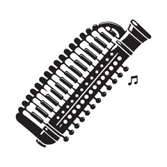 Melodica Silhouette Vector Illustration, Solid White Background.