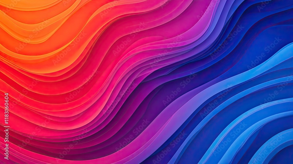 Aufkleber Layer abstract background concept. Vibrant waves of color blend seamlessly, creating a dynamic and lively abstract background.