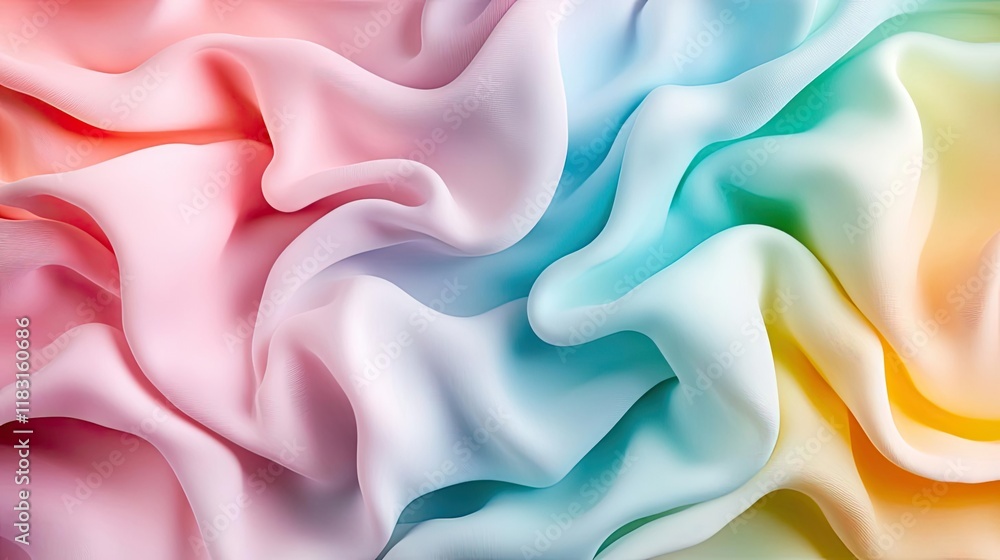 Poster layer abstract background concept. a vibrant, flowing fabric texture with colorful pastel waves and 