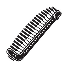 Melodica Silhouette Vector Illustration, Solid White Background.