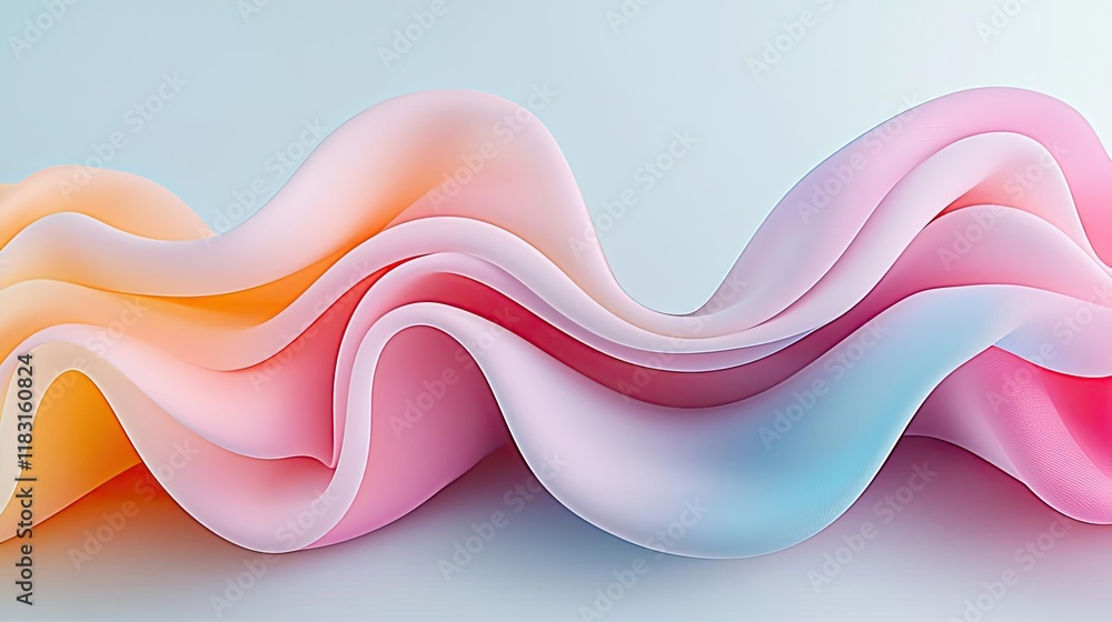 Aufkleber Layer abstract background concept. Soft pastel waves create a serene and calming visual experience for design projects.