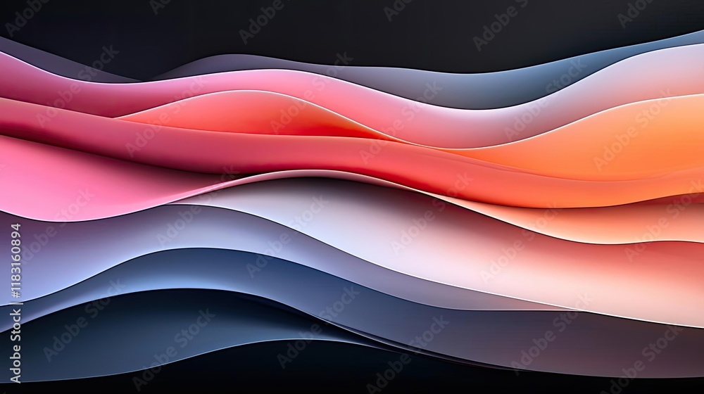 Poster Layer abstract background concept. A vibrant wave pattern showcasing smooth transitions of colors in an abstract design.