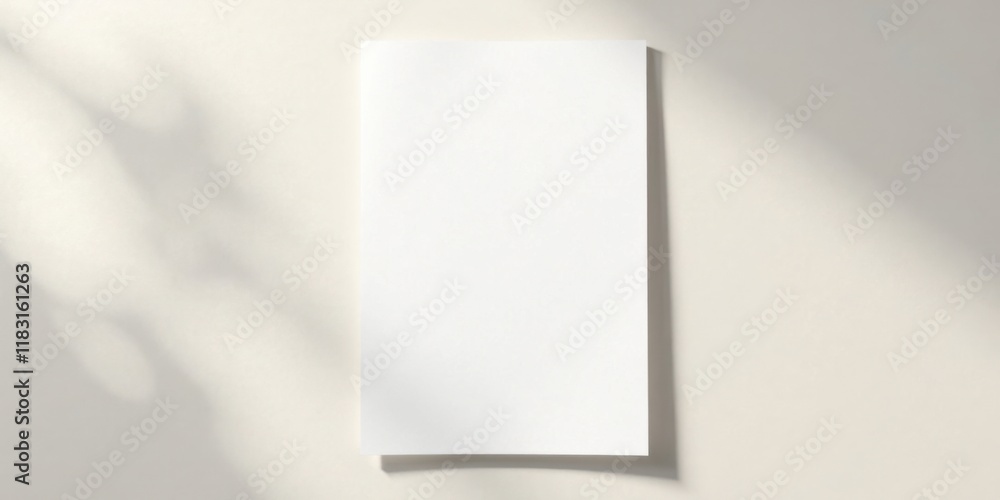 Poster Blank Paper Mockup with Soft Light and Shadows for Design Presentation
