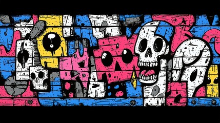 Colorful Skull Graffiti Art Abstract Design