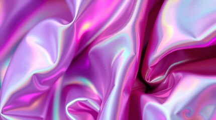 Fototapeta premium High-resolution stock photo of a processed collage of iridescent fabric with holographic texture, featuring a soft cinematic haze and soft focus. The hazy background enhances its commercial and profes