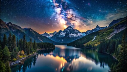 Majestic Night Sky over North Cascades National Park, Washington State - Starry Landscape Photography