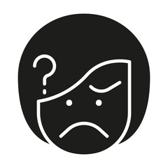 Serious face icon in glyph style