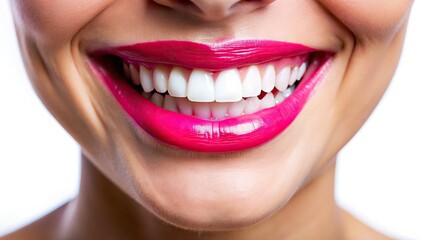 Fototapeta premium Stunning close-up: perfectly white teeth, healthy pink gums, tilt-shift artistry.