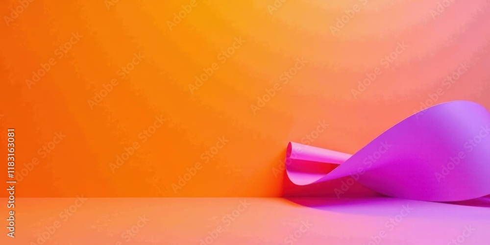 Aufkleber abstract orange and pink paper swirl design on a simple background