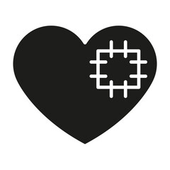 Broken heart icon in glyph style