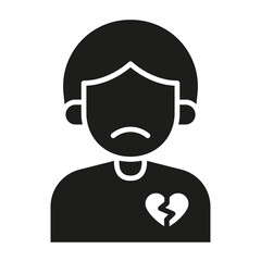 Broken heart icon in glyph style