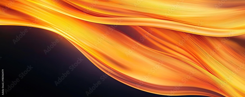 Poster Fire abstract background concept. Abstract fiery orange waves swirling on a dark background, creating dynamic visual energy.