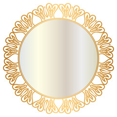 Indian flower mandala art with luxury golden circle frame transparent vintage gold circular pattern	